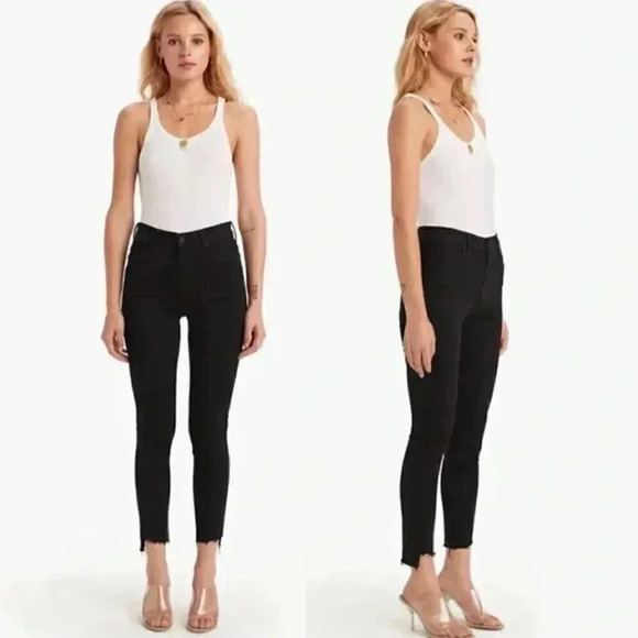 Mother The Stunner Zip Ankle Step Fray Jeans in Not Guilty Black Wash Size 27 - Picture 1 of 5